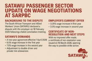 Read more about the article SATAWU Passenger Sector Update on Wage Negotiations at SARPBC